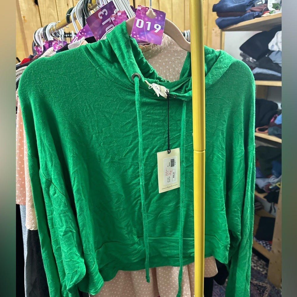 19. Elan Green Crop Hoodie